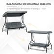 Balansoar gradina, 3 locuri, gri, 195x117.5x175 cm, functie pat, perne captusite, max 240 kg, Rimini