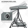 Balansoar gradina, 3 locuri, gri, 195x117.5x175 cm, functie pat, perne captusite, max 240 kg, Rimini