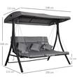 Balansoar gradina, 3 locuri, gri, 200x115x168 cm, perne captusite, max 270 kg