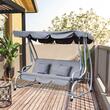 Balansoar gradina, 3 locuri, gri, 200x120x164 cm, functie pat, max 340 kg, Tripoli