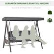 Balansoar gradina, 3 locuri, gri, 208x121x172 cm, perne captusite, max 360 kg, Coimbra