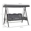 Balansoar gradina, 3 locuri, gri, 208x121x172 cm, perne captusite, max 360 kg, Coimbra
