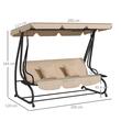Balansoar gradina, 3 locuri, maro deschis, 200x120x164 cm, functie pat, max 340 kg, Tripoli