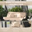 Balansoar gradina, 3 locuri, maro deschis, 200x120x164 cm, functie pat, max 340 kg, Tripoli