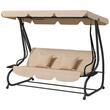 Balansoar gradina, 3 locuri, maro deschis, 200x120x164 cm, functie pat, max 340 kg, Tripoli