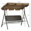 Balansoar gradina, 3 locuri, maro si negru, 167x112x153 cm, ratan sintetic, max 240 kg