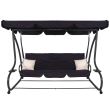 Balansoar gradina, 4 locuri, negru, 220x120x162 cm, functie pat, Linda