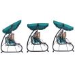 Balansoar gradina 4 locuri, turcoaz si alb, 230x130x162 cm, functie pat