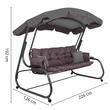 Balansoar gradina, Springos, 3 locuri, cu plasa insecte, gri si maro, 226x126x192 cm, functie pat, perne, max 260 kg, Diana