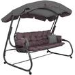 Balansoar gradina, Springos, 3 locuri, cu plasa insecte, gri si maro, 226x126x192 cm, functie pat, perne, max 260 kg, Diana