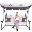 Balansoar gradina, Springos, 3 locuri, ecru si gri, 210x126x200 cm, functie pat, max 280 kg, Venetia