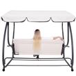 Balansoar gradina, Springos, 3 locuri, ecru si gri, 210x126x200 cm, functie pat, max 280 kg, Venetia