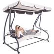 Balansoar gradina, Springos, 3 locuri, ecru si gri, 210x126x200 cm, functie pat, max 280 kg, Venetia