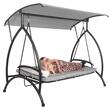 Balansoar gradina, Springos, 3 locuri, gri, 230x136x190 cm, functie pat, max 330 kg, Joko