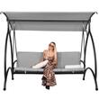 Balansoar gradina, Springos, 3 locuri, gri, 230x136x190 cm, functie pat, max 330 kg, Joko