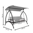 Balansoar gradina, Springos, 3 locuri, gri, 230x136x190 cm, functie pat, max 330 kg, Joko