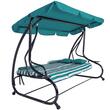 Balansoar gradina, Springos, 4 locuri, turcoaz, alb, 230x130x162 cm, functie pat, max 300 kg