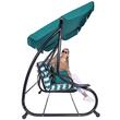 Balansoar gradina, Springos, 4 locuri, turcoaz, alb, 230x130x162 cm, functie pat, max 300 kg