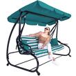 Balansoar gradina, Springos, 4 locuri, turcoaz, alb, 230x130x162 cm, functie pat, max 300 kg