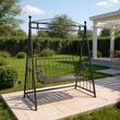 Balansoar gradina, metalic, cu arcada, pergola, 2 locuri, bronz antic, 162x90x205 cm, Don