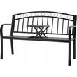 Banca de gradina, cu masuta extensibila, structura otel, negru, 127x53x84 cm, Sofia