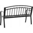 Banca de gradina, cu masuta extensibila, structura otel, negru, 127x53x84 cm, Sofia