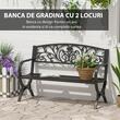 Banca de gradina, structura metalica, negru, 127x60x85 cm, Bethany