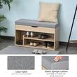 Banca depozitare incaltaminte, pantofar pentru hol, pal, 2 rafturi, 5 compartimente interioare, stejar si gri, 82x30x48 cm