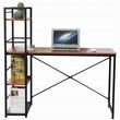 Birou calculator, Jumi, pal melaminat, otel, 3 rafturi, natur si negru, 120x52x120 cm