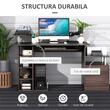Birou calculator, MDF si metal, cu raft tastatura, sertar, 8 rafturi, loc pentru unitate, maro, 152x60x88 cm