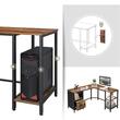 Birou calculator pe colt, Artool, pal, otel, cu sertar, 3 rafturi, maro rustic si negru, max 50 kg, 137x150x75 cm
