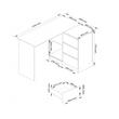 Birou calculator pe colt, placa laminata, 3 sertare, 2 rafturi, pe dreapta, alb si rosu lucios, 124x85x77 cm