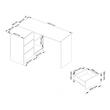 Birou calculator pe colt, placa laminata, 3 sertare, 2 rafturi, pe stanga, alb si rosu lucios, 124x85x77 cm