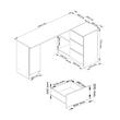 Birou calculator pe colt, placa laminata, 3 sertare, 4 rafturi, alb si rosu lucios, 155x85x77 cm