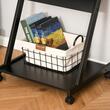 Birou calculator, pe roti, metal, pal, cu raft tastatura, negru, max 35 kg, 60x48x73 cm