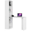 Birou cu biblioteca, placa laminata, 5 rafturi, alb, 125x50x180 cm, Smart