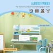Birou cu scaun pentru copii 3-12 ani, inaltime reglabila, PP, MDF, otel, cu rafturi, albastru