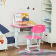 Birou cu scaun pentru copii 6-12 ani, inaltime reglabila, PP, MDF, otel, lampa USB, roz
