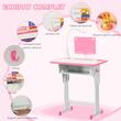 Birou cu scaun pentru copii 6-12 ani, inaltime reglabila, PP, MDF, otel, lampa USB, roz