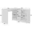 Birou pe colt, placa laminata, 1 sertar, 6 rafturi, natur si alb, 120x126x79/77 cm