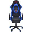 Scaun de gaming albastru-negru cu suport de picioare + mousepad cadou