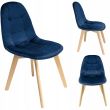 Scaun stil scandinav, velur si PU, albastru marin, 43x54x81 cm, Colin 