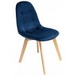 Scaune stil scandinav, velur si PU, albastru marin, set 4 buc, 43x54x81 cm, Colin 