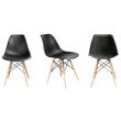 Scaun stil scandinav, plastic, lemn, negru, 46x52x81 cm
