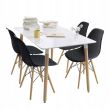 Scaun stil scandinav, plastic, lemn, negru, 46x52x81 cm