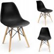 Scaun stil scandinav, plastic, lemn, negru, 46x52x81 cm
