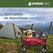 Carucior pliabil pentru transport Strend Pro incarcat cu bagaje la cort