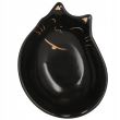 Castron, bol, pentru caine, pisica, ceramica, negru, model pisica, 15x11x5 cm