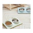 Castron, bol pentru caine, pisica, dublu, Verk Group, cu suport, inox si plastic, diferite culori, 29x19x7 cm