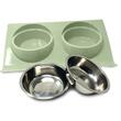 Castron, bol pentru caine, pisica, dublu, Verk Group, cu suport, inox si plastic, diferite culori, 29x19x7 cm